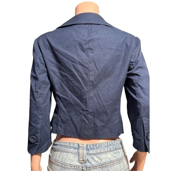 Talbots petite women navy blue two button 3/4 sleeve short blazer 10/M - Picture 3 of 6